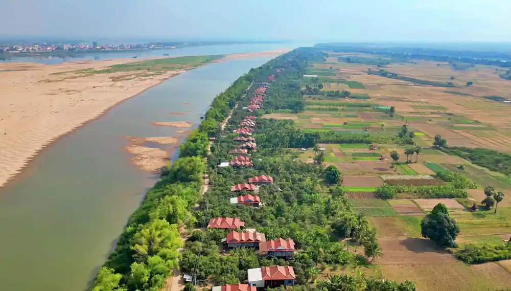 Rural Tranquility and Traditional Village Life on Koh Trong Island in the Mekong