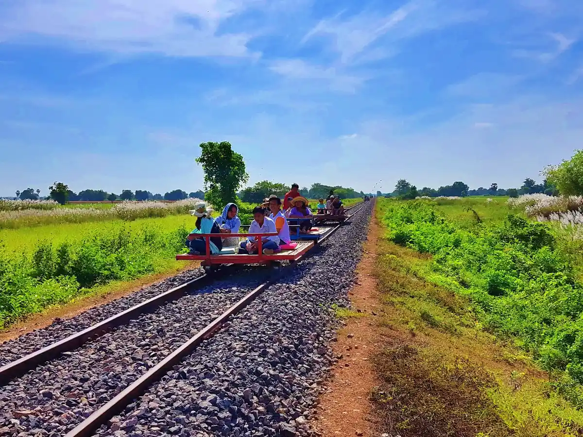Thrilling Ride on the Legendary Bamboo Train in Battambang Cambodia